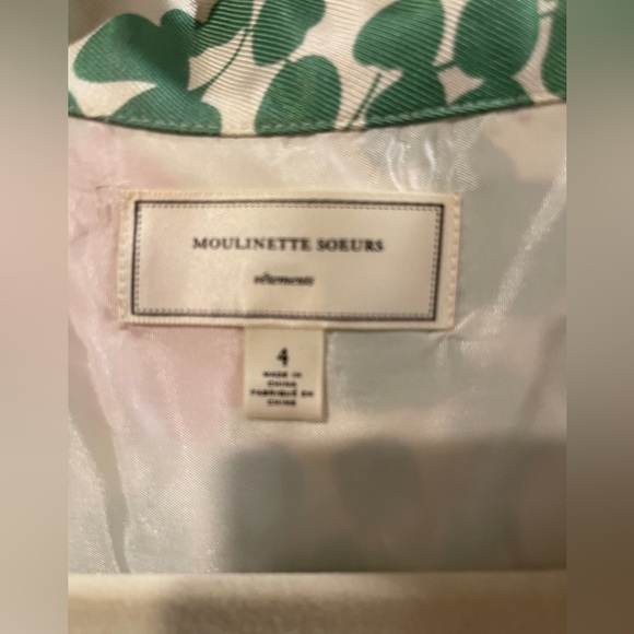 MOULINETTE SOEURS Anthropology Women's Green & Pink Leaf Floral Print Dress 4 - Picture 8 of 11